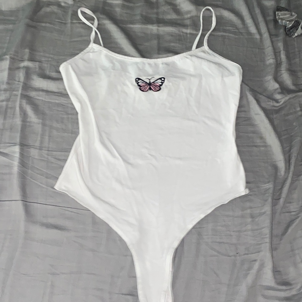 White butterfly bodysuit